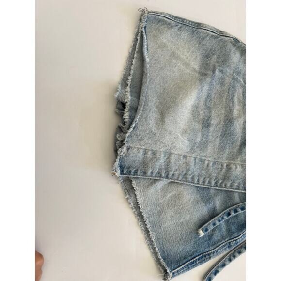 We The Free Womens Raw Hem Denim Zip Up Tie Waist Skort Blue Size 0 - Picture 6 of 8